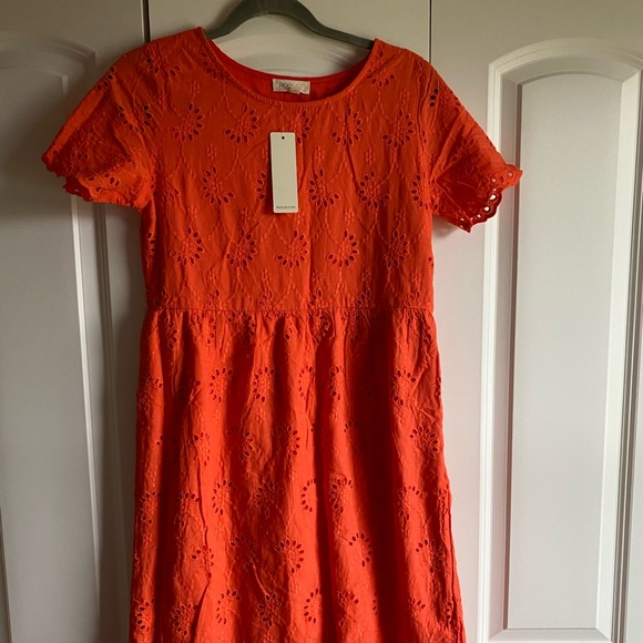 NWT Roolee Tinsley Detail Dress Orange/Red Size Small - Picture 3 of 4